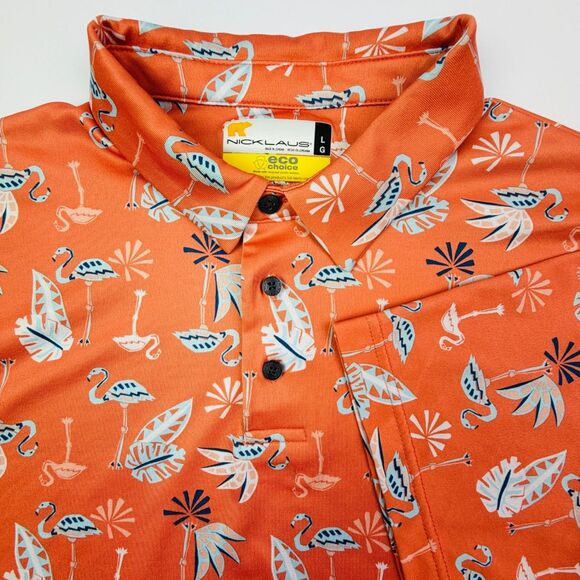 Jack Nicklaus Other - Nicklaus Golf Flamingo Tropical Print Polo Large